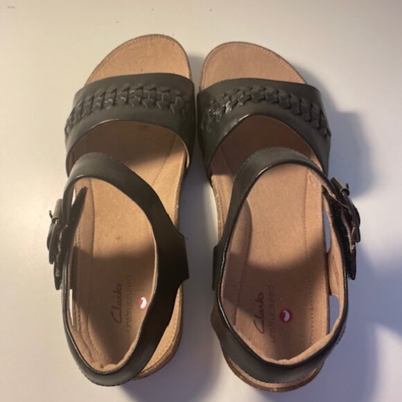Clarks Unstructured Strap Sandal Black Size 7 New - Picture 5 of 5